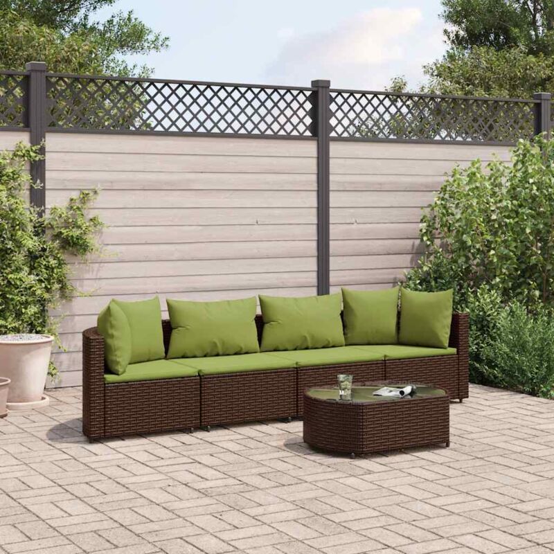 Salon de jardin avec coussins 5 pcs marron résine tressée vidaXL