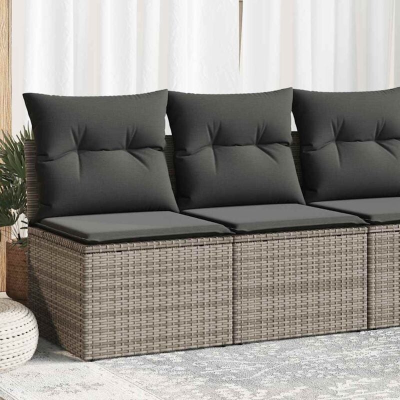Salon de jardin 2 pcs avec coussins gris résine tressée acacia - Vidaxl