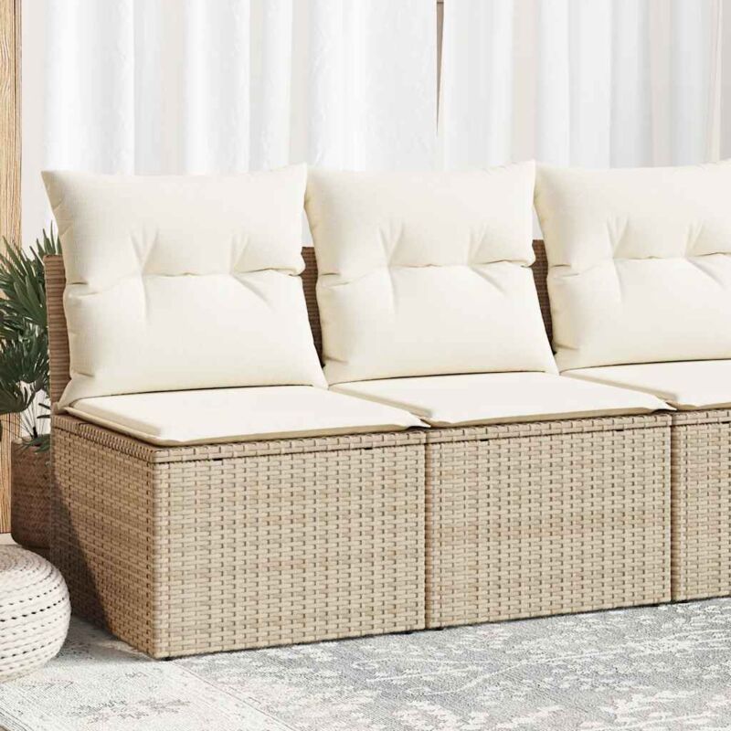 Salon de jardin avec coussins 2 pcs beige résine tressée acacia - Vidaxl