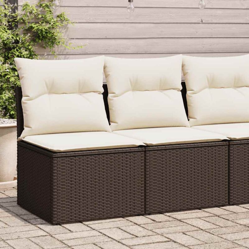 Salon de jardin avec coussins 2pcs marron résine tressée acacia - Vidaxl