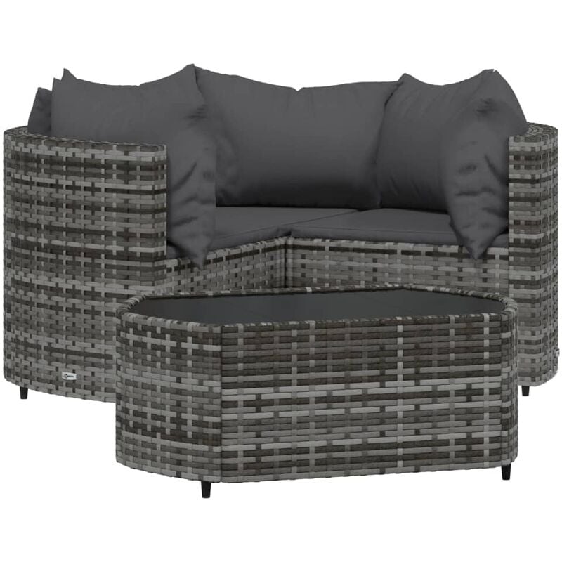 Vidaxl - Salon de jardin 4 pcs avec coussins Gris Résine tressée