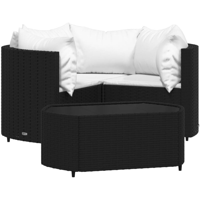 Salon de jardin 4 pcs avec coussins Noir Résine tressée vidaXL