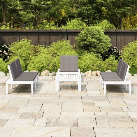 Salon de jardin 4 pcs avec coussins Plastique Blanc vidaXL