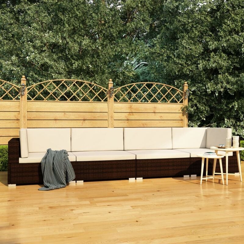 Vidaxl - Salon de jardin 4 pcs avec coussins Résine tressée Marron