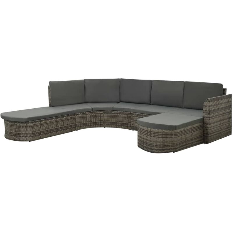 Salon de jardin 4 pcs avec coussins résine tressée gris Vidaxl