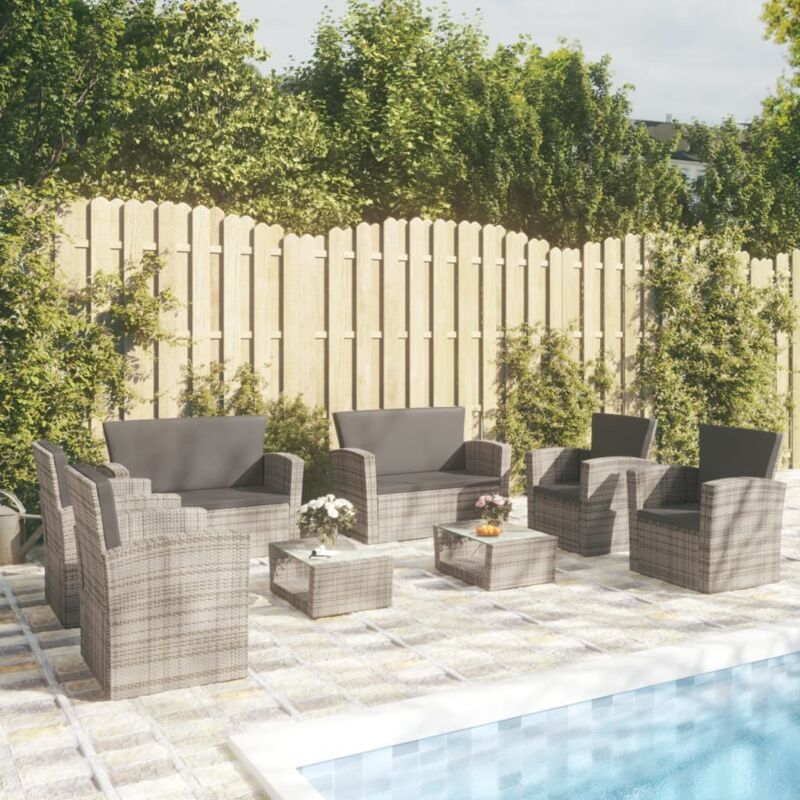 Vidaxl - Salon de jardin 8 pcs avec coussins résine tressée gris