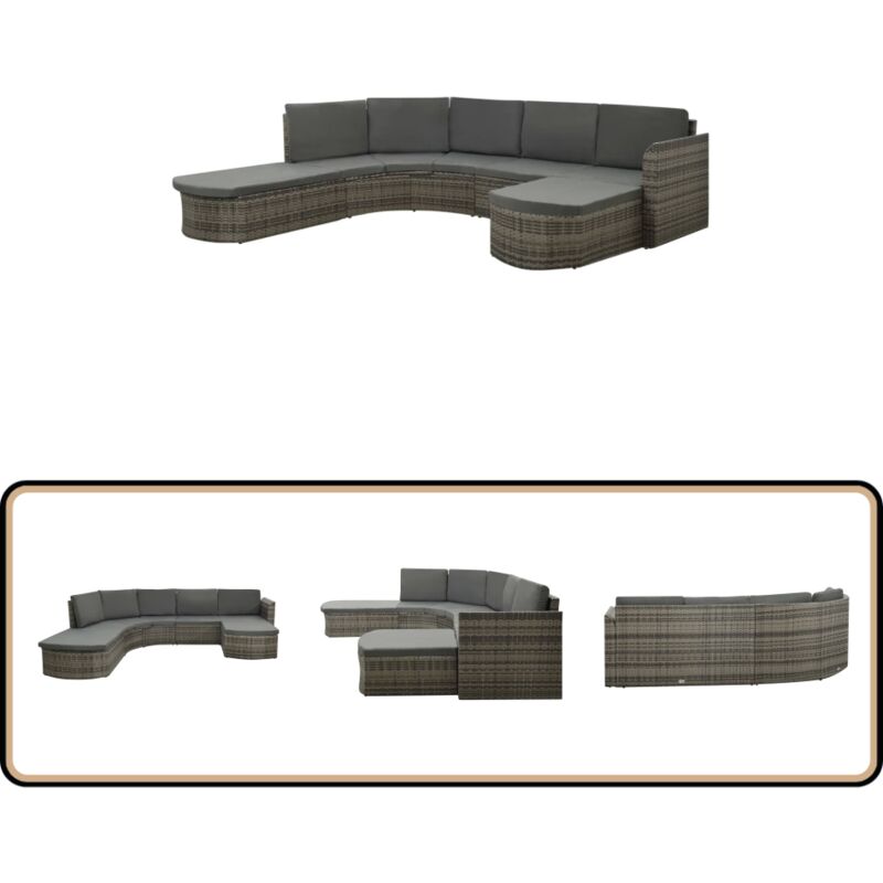 Salon de jardin 4 pcs avec coussins résine tressée gris - Meubles De Jardin - Salon De Jardin - Set De Salon De Jardin - Canapé D'angle - Poufs