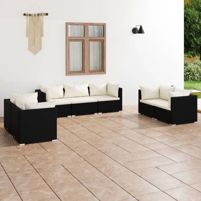 Vidaxl - Salon de jardin 7 pcs avec coussins Résine tressée Noir