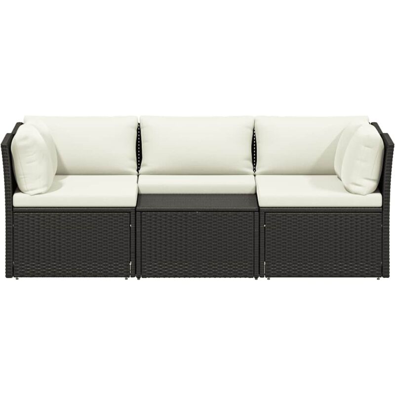 Salon de jardin 4 pcs avec coussins Résine tressée Marron