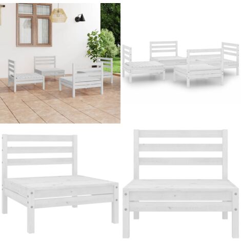 Salon de jardin 4 pcs Blanc Bois de pin massif - Salon De Jardin - Mobilier De Jardin - Ensemble De Salon De Jardin - Bois De Pin - Blanc - Home & Living