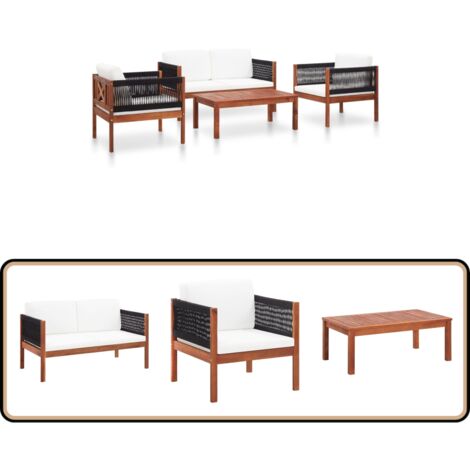 Salon de jardin 4 pcs Bois d'acacia solide - Salon De Jardin - Meuble De Jardin - Mobilier Extérieur - Set De Salon De Jardin - Acacia Massif