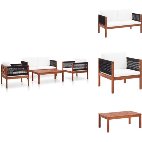 Salon de jardin 4 pcs Bois d'acacia solide - Salon De Jardin - Meuble De Jardin - Mobilier Extérieur - Set De Salon De Jardin - Acacia Massif