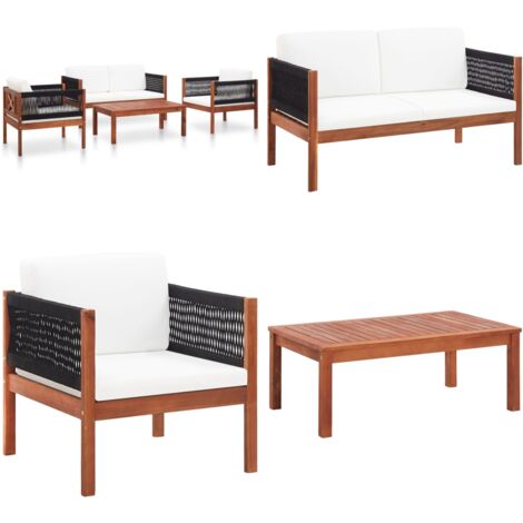 Salon de jardin 4 pcs Bois d'acacia solide - Salon De Jardin - Meuble De Jardin - Mobilier Extérieur - Set De Salon De Jardin - Acacia Massif - Home & Living