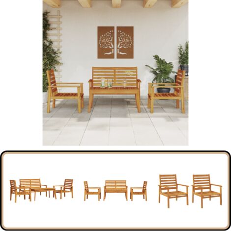 Salon de jardin 4 pcs bois d'acacia solide - Salon De Jardin - Mobilier Extérieur - Meubles De Jardin - Set De Salon De Jardin - Acacia Massif