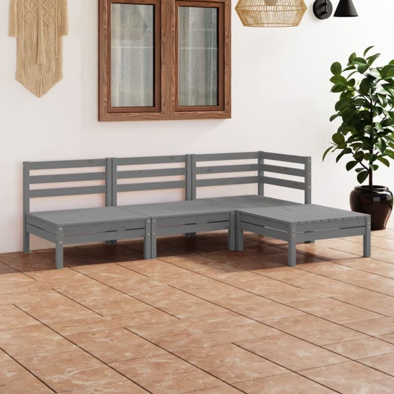 Vidaxl - Salon de jardin 4 pcs Bois de pin massif Gris