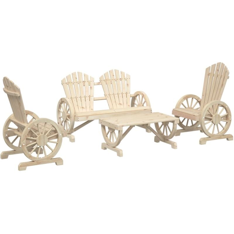 Salon de jardin 4 pcs bois de sapin massif