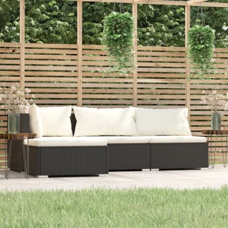 Salon de jardin 4 pcs - Canapé de jardin - Ensembles de Meubles d'exterieur - avec coussins Noir Résine tressée Chic-148073