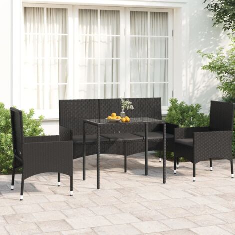 Salon de jardin 4 pcs - Canapé de jardin - Ensembles de Meubles d'exterieur - avec coussins Noir Résine tressée Chic-492398