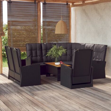 Salon de jardin 4 pcs - Canapé de jardin - Ensembles de Meubles d'exterieur - avec coussins Noir Résine tressée Chic-537049