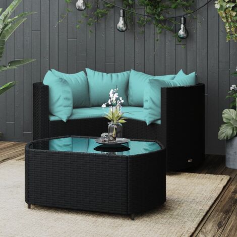 Salon de jardin 4 pcs - Canapé de jardin - Ensembles de Meubles d'exterieur - avec coussins Noir Résine tressée Chic-883709