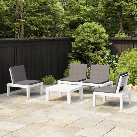 Salon de jardin 4 pcs - Canapé de jardin - Ensembles de Meubles d'exterieur - avec coussins Plastique Blanc Chic-189794