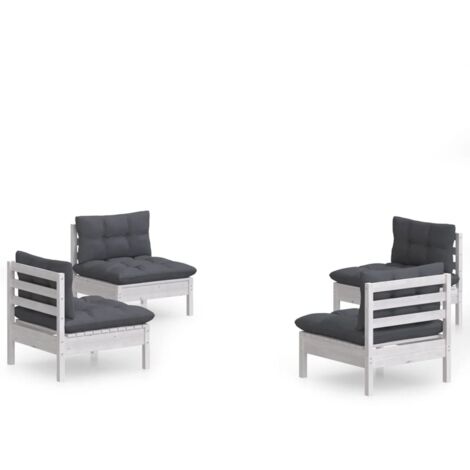 Salon de jardin 4 pcs Contemporain, Ensemble repas de jardin, avec coussins anthracite Bois de pin OIB9372E