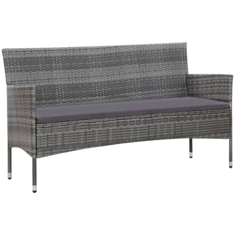 Salon de jardin 4 pcs Contemporain, Ensemble repas de jardin, avec coussins Résine tressée Gris OIB5514E