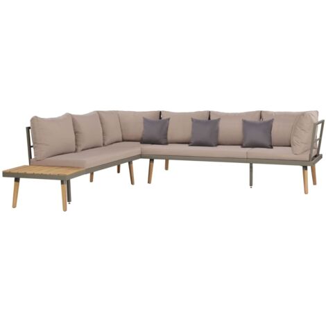 Salon de jardin 4 pcs Contemporain, Ensemble repas de jardin, et coussins Bois d'acacia solide Marron OIB3983E