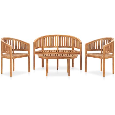 Bois de Teck Solide Salon de Jardin 5 pcs Forme de Banane Multi-modèle vidaXL