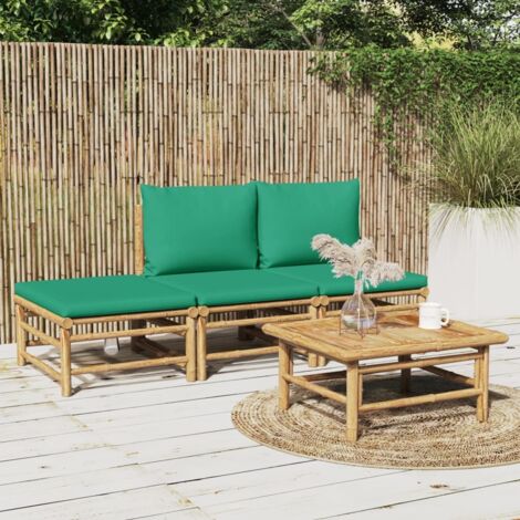 Salon de jardin 4 pcs - Ensemble Table et Chaise de Jardin - avec coussins vert bambou BV178818 - BonneVie