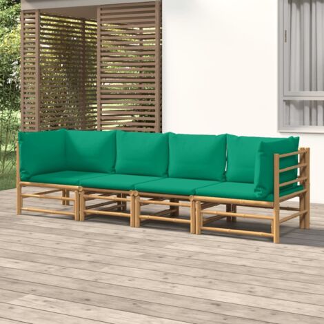 Salon de jardin 4 pcs - Ensemble Table et Chaise de Jardin - avec coussins vert bambou BV808434 - BonneVie