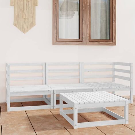 Salon de jardin 4 pcs Ensemble Table et Chaise de Jardin - Blanc Bois de pin massif BV807664 - BonneVie