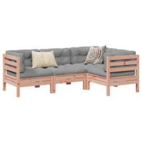 Salon de jardin 4 pcs et coussins bois massif sapin de douglas
