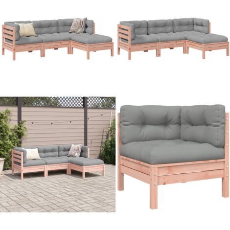 Salon de jardin 4 pcs et coussins bois massif sapin de douglas - Meubles d'extérieur - Canapé d'angle