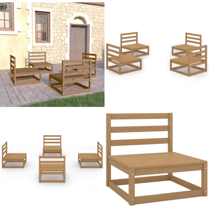 Salon de jardin 4 pcs marron miel bois de pin massif - Salon De Jardin - Mobilier De Jardin - Ensemble De Salon De Jardin - Bois De Pin - Brun - Home