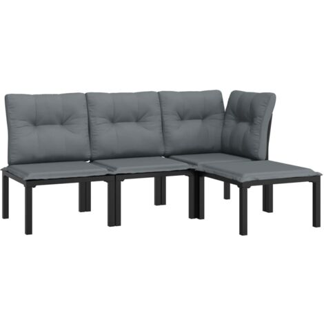 Salon de jardin 4 pcs noir et gris résine tressée vidaXL