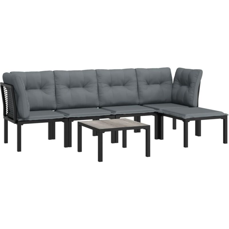 Vidaxl - Salon de jardin 6 pcs noir et gris résine tressée