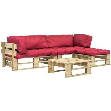 Bois Canapés de Jardin Palette 4 pcs et Coussins Patio Multicolore vidaXL