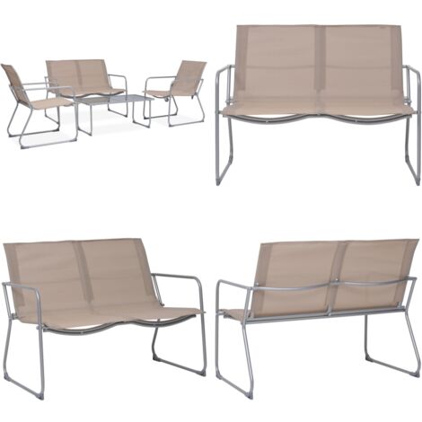 Salon de jardin 4 pcs Tissu et acier Taupe - Salon De Jardin - Mobilier De Jardin - Set De Jardin - Table Basse - Chaises De Jardin - Home & Living