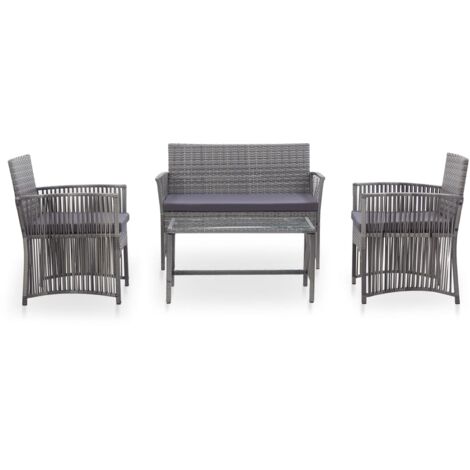 Salon de jardin 4 pcs,Mobilier de jardin avec coussin Résine tressée Anthracite CFW37521