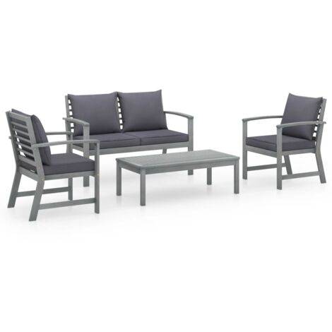 Salon de jardin 4 pcs,Mobilier de terrasse,Table et Chaise pour Relax avec coussins Bois d'acacia solide -YZ302512
