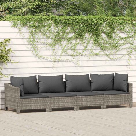 Salon de jardin 4 pcs,Mobilier de terrasse,Table et Chaise pour Relax avec coussins Gris Résine tressée -YZ914105