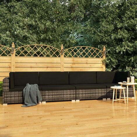 Salon de jardin 4 pcs,Mobilier de terrasse,Table et Chaise pour Relax avec coussins Résine tressée Gris -YZ954907