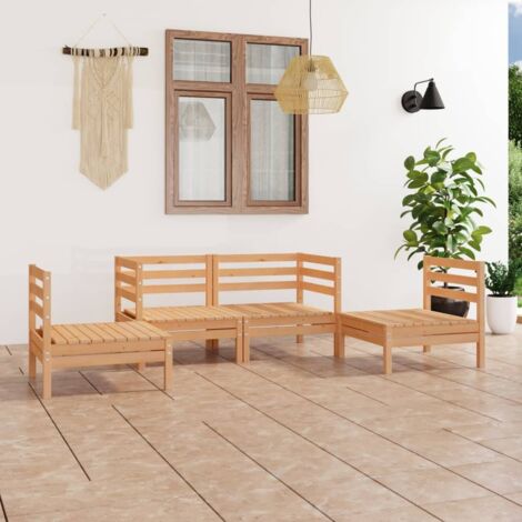 Salon de jardin 4 pcs,Mobilier de terrasse,Table et Chaise pour Relax Bois de pin massif -YZ936901