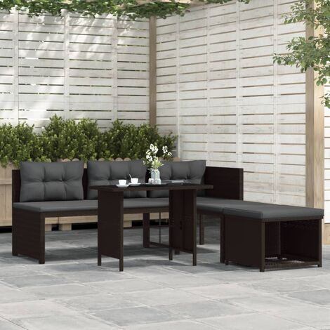 Salon de jardin 4 pcs,Mobilier de terrasse,Table et Chaise pour Relax Résine tressée Marron -YZ367637