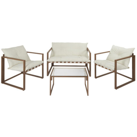 Salon de Jardin 4 Places "Cagliari" 118cm Blanc