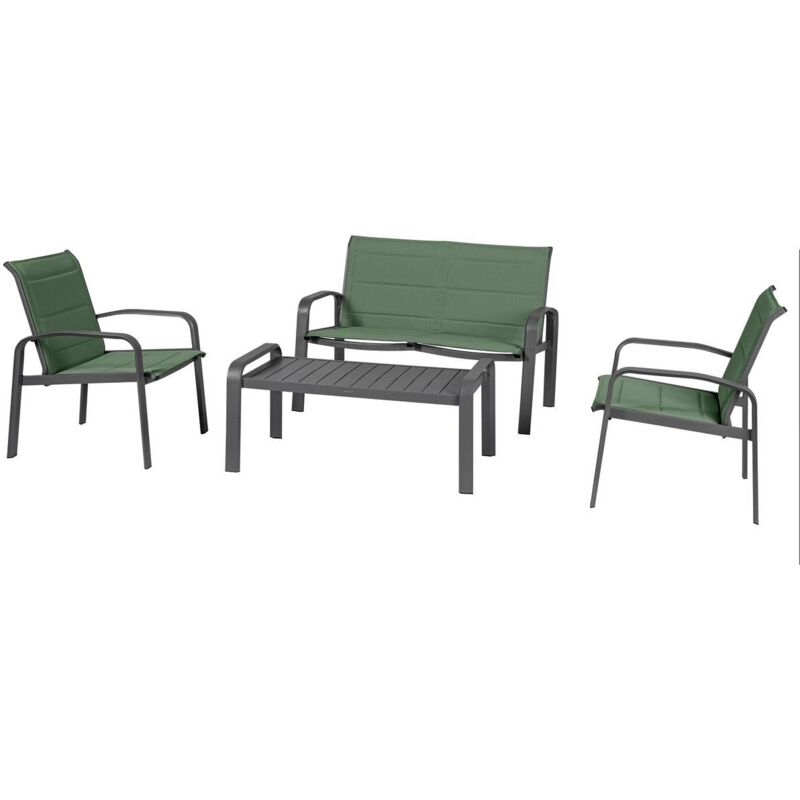 Salon de jardin 4 places Elyn vert olive / graphite Hespéride