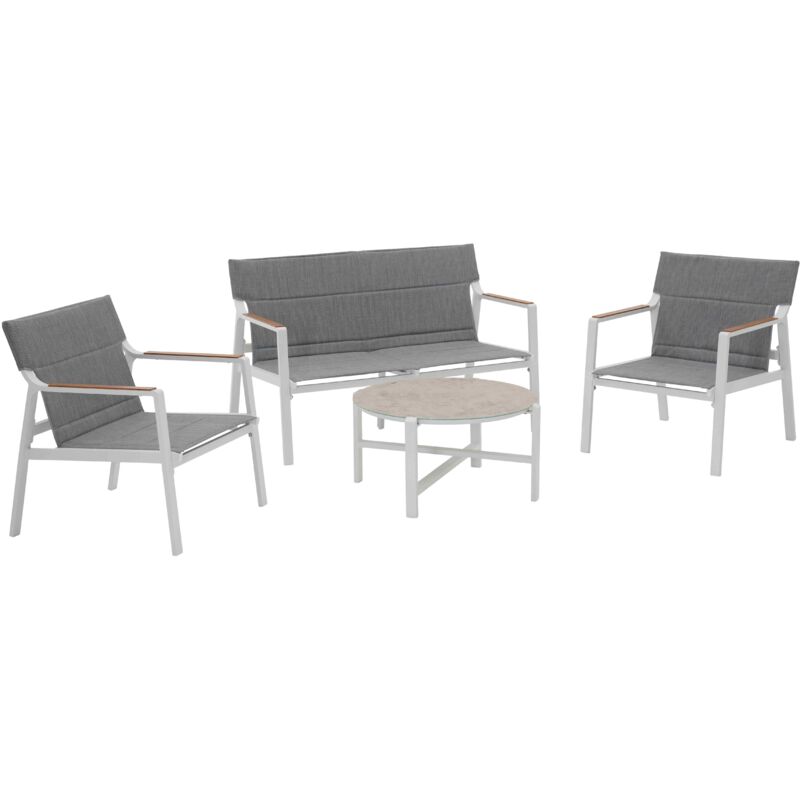 Salon de jardin 4 places en aluminium blanc