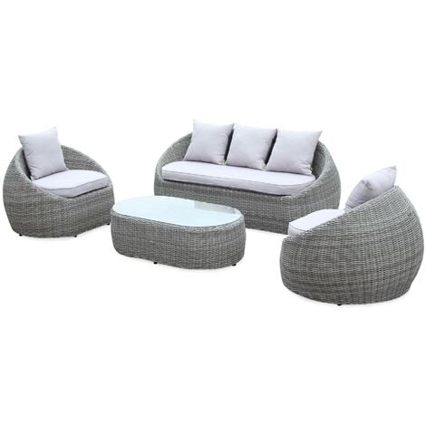 Salon de jardin 4 places en résine tressée - Ritardo