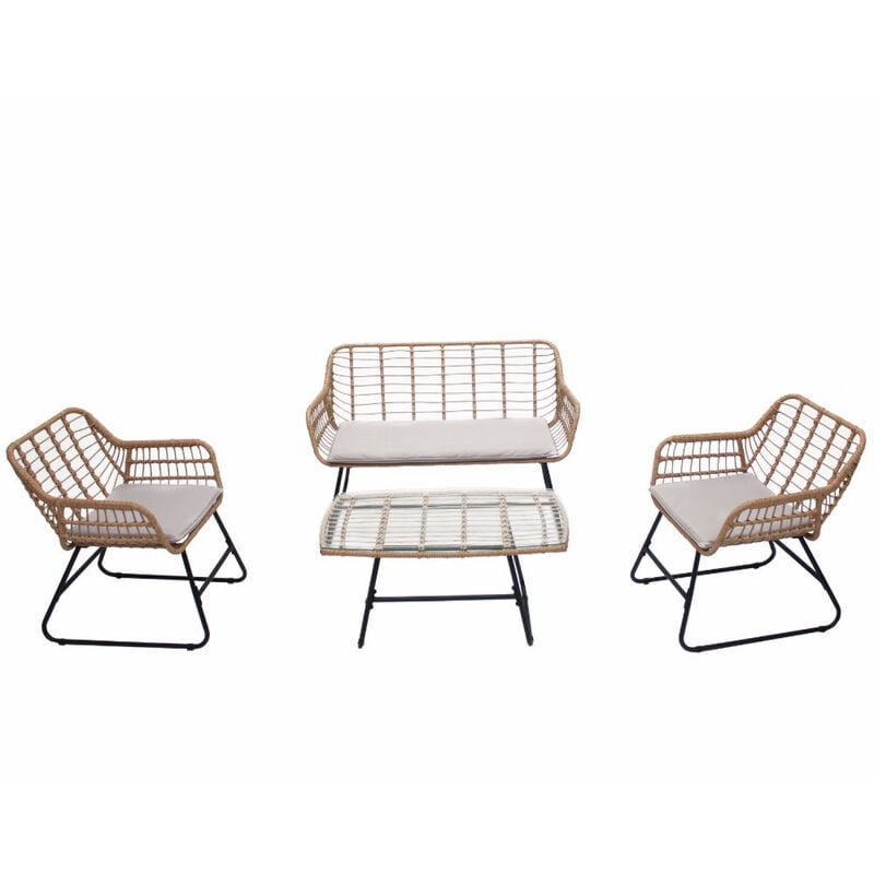 Concept-usine - Parea, salon de balcon rotin et acier 4 places